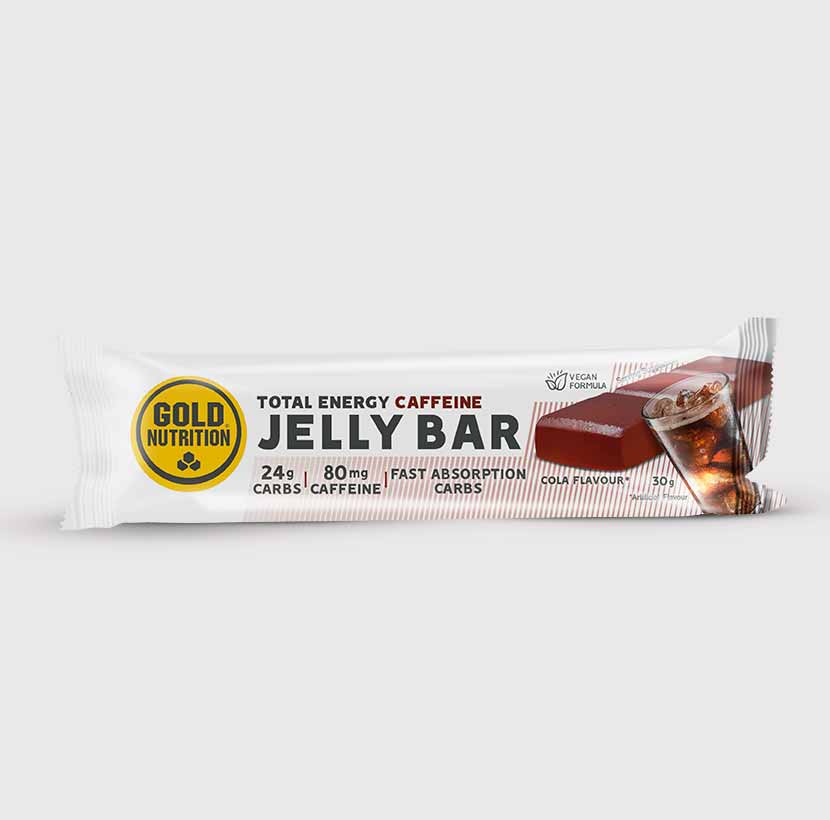 GoldNutrition Jelly Bar vitamins and supplements, showing colorful jelly squares in a clear container on a white background.