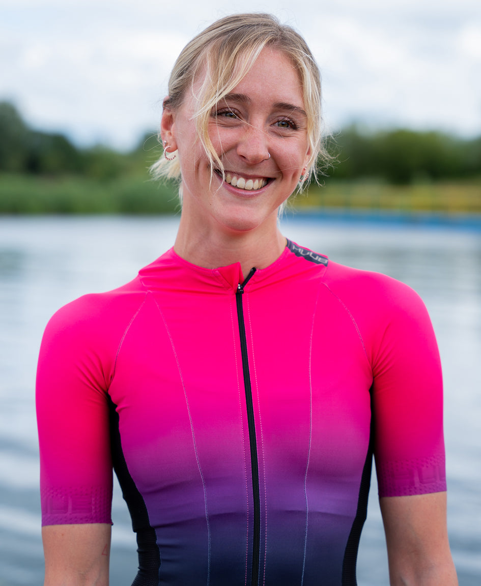 HUUB TC Performance Tri Suit Black Rose Women’s – long sleeve, quick dry, mesh, aero rear pockets, 3D pad