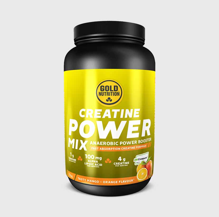 Container of GoldNutrition Creatine Power Mix, a dietary supplement powder for muscle support and athletic performance.