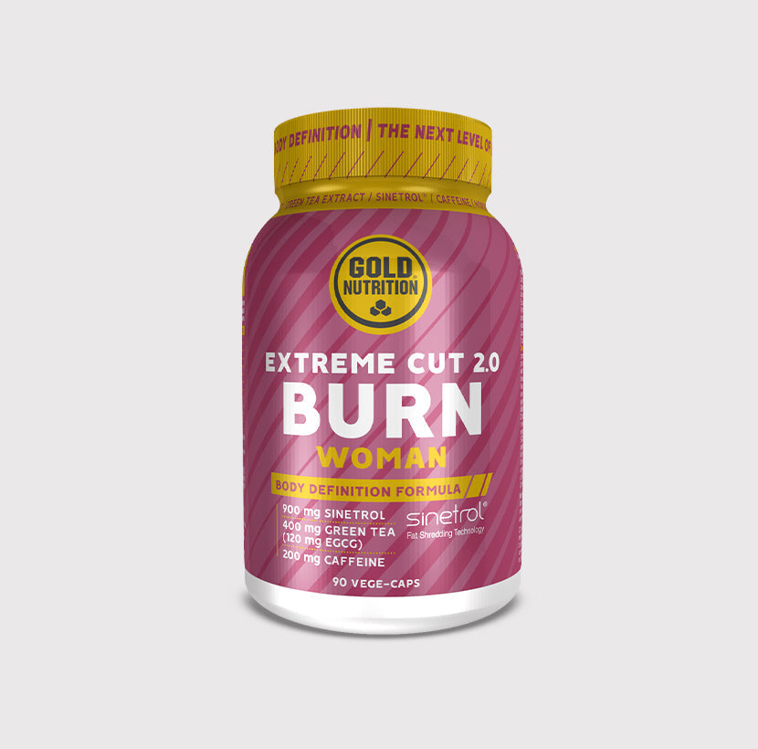 GoldNutrition Extreme Cut 2.0 Burn woman vitamin supplement bottle with label and capsules visible.