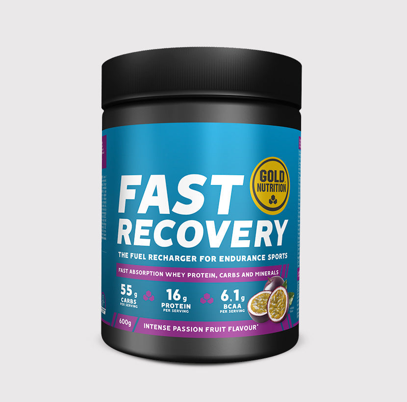 GoldNutrition FAST RECOVERY vitamins and supplements bottle with colorful label for quick muscle recovery and overall wellness.
