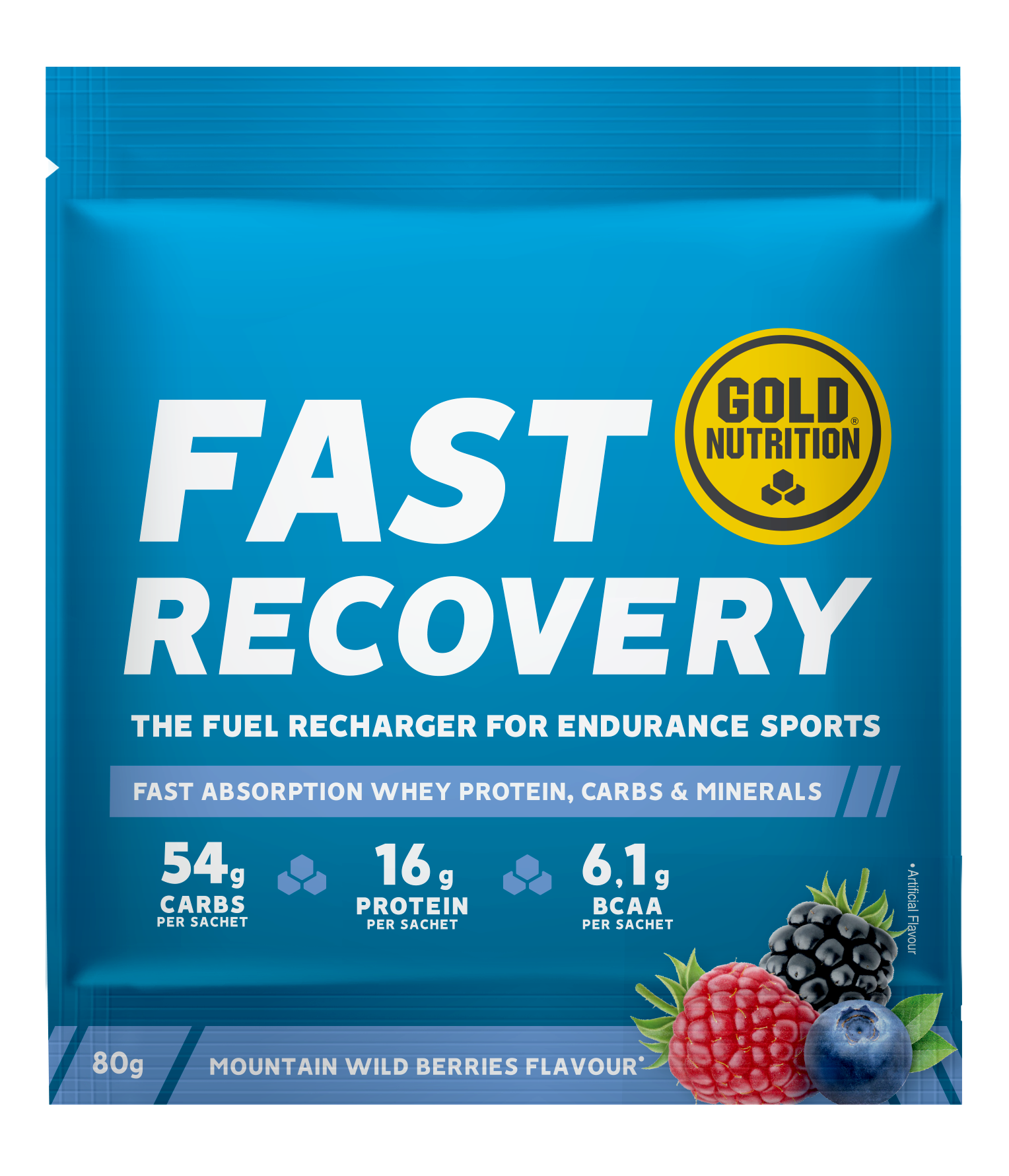 GoldNutrition FAST RECOVERY vitamins and supplements bottle, featuring colorful capsules and label with product details.
