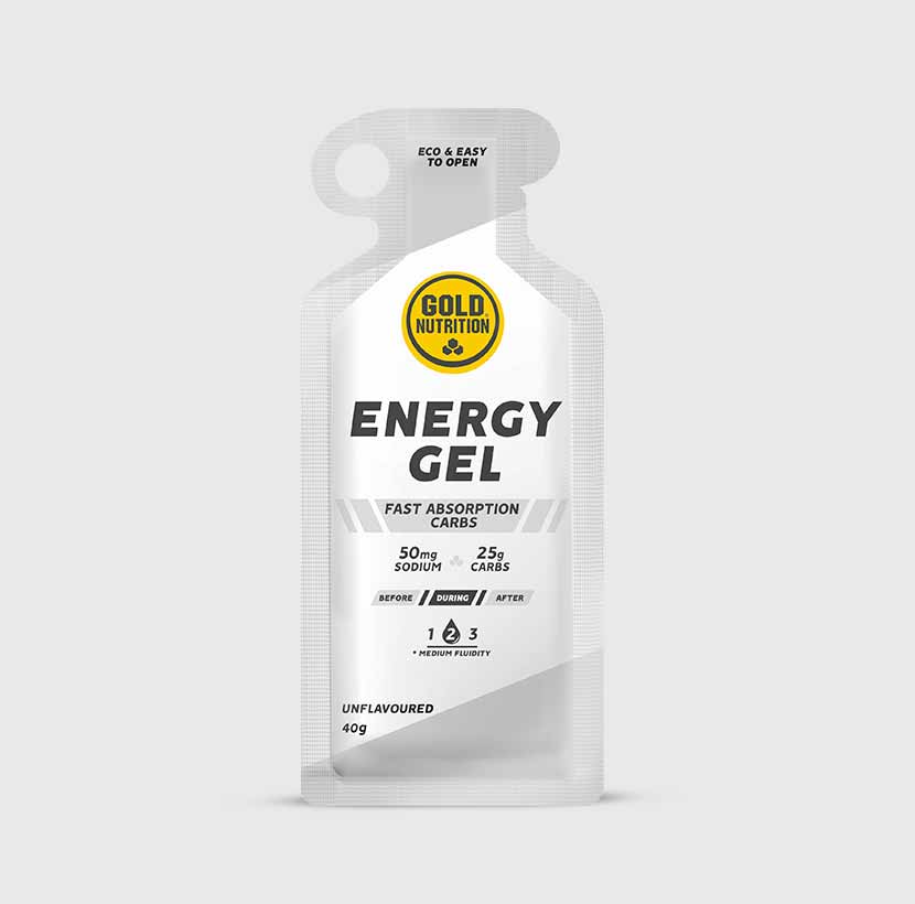 GoldNutrition ENERGY GEL vitamin and supplement pack with vibrant packaging and gel servings for energy boost.