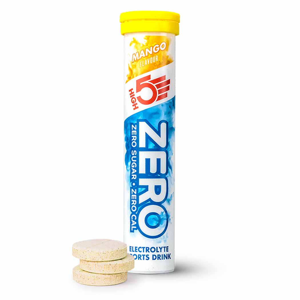High5 ZERO Electrolyte Drink tube with citrus flavor, 20 servings, showing the colorful packaging and branding.