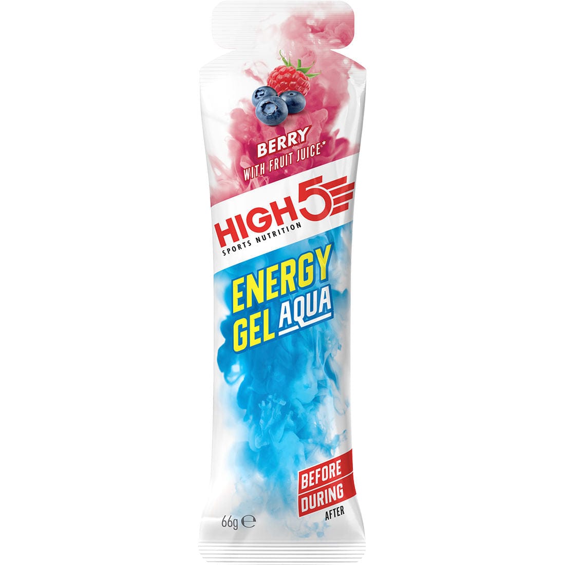 High5 Energy Gel Aqua in a squeeze pouch, designed for quick hydration and energy boost during sports or outdoor activities.
