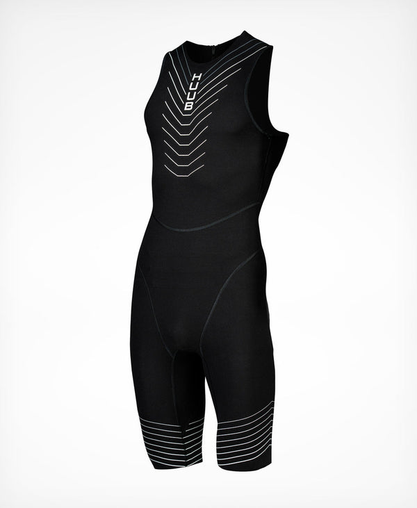 Men's HUUB Pinnacle Swimskin with core control, hydrophobic fabric, and Andy Potts design, designed for triathlon swimming.
