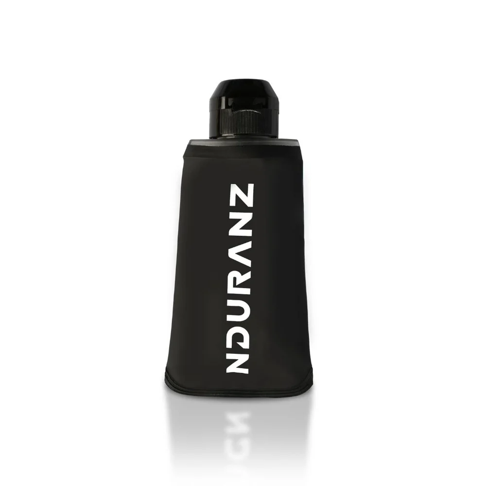 Nduranz gel flask with transparent body and black screw cap, designed for storing and dispensing gel substances.