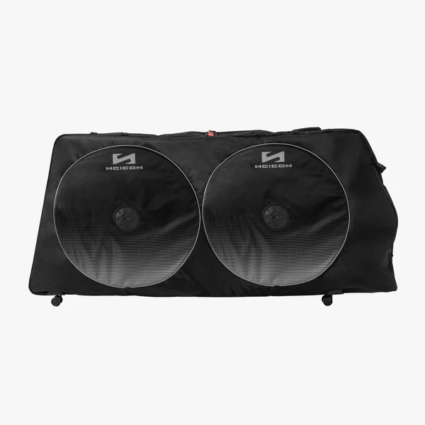 Scicon AeroComfort tandem bike travel case showing durable hard-shell exterior with padded interior and secure straps for transportation.