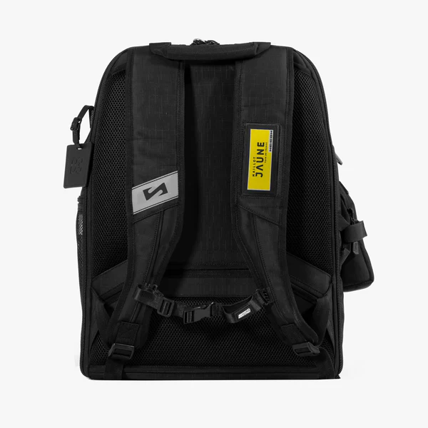 Scicon Backpack Pro 35L with multiple compartments, padded straps, and sleek black design for travel and daily use
