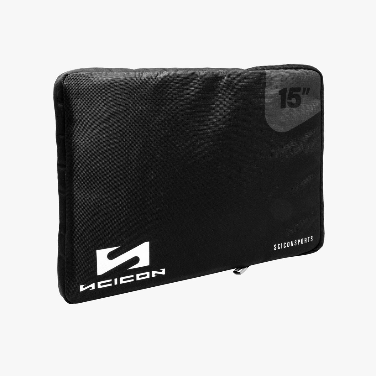 Scicon Classic 15-inch laptop sleeve case showing padded neoprene exterior and zipper closure for protection and portability.