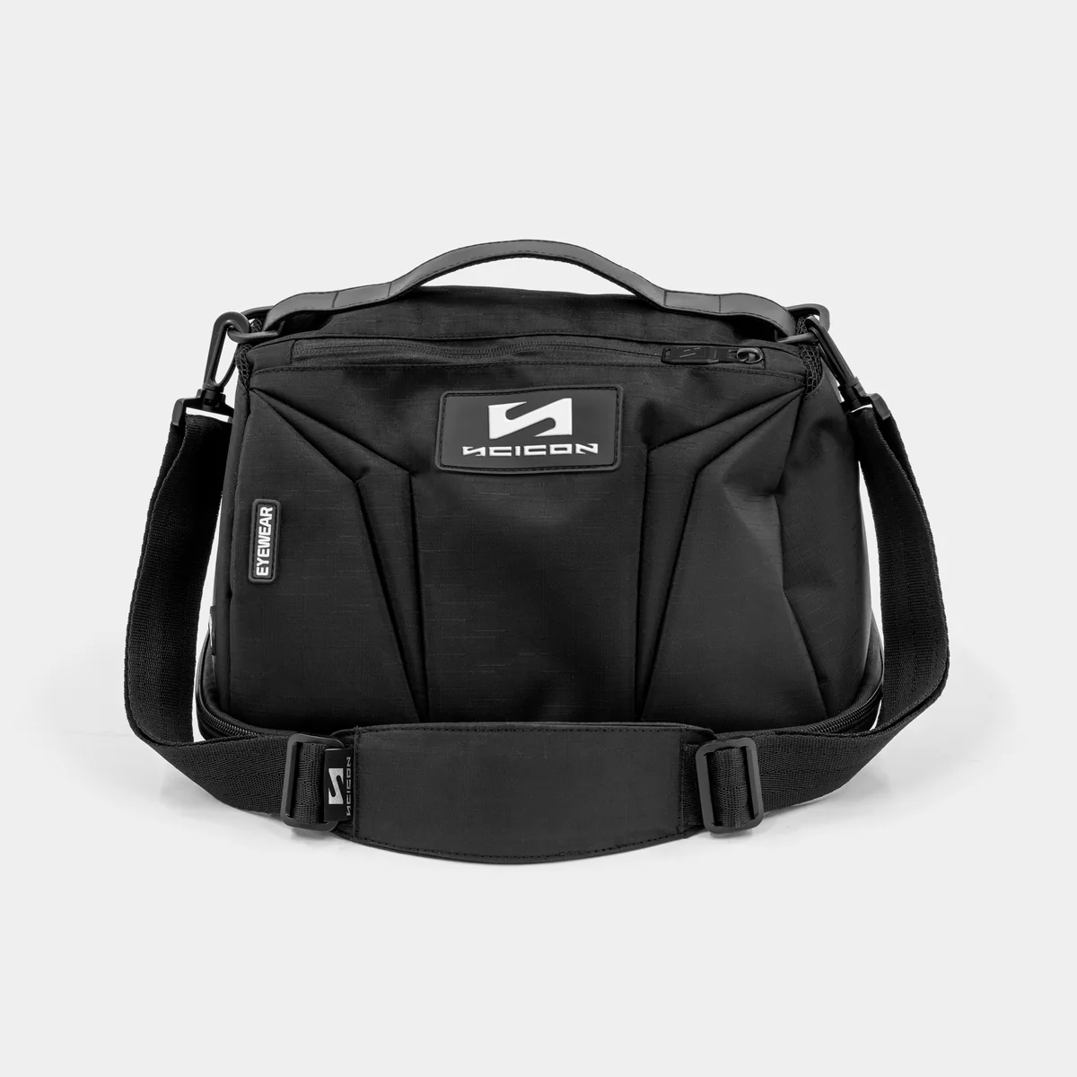 Scicon cycling helmet storage bag in black with adjustable strap, designed for secure and compact helmet transport and storage.