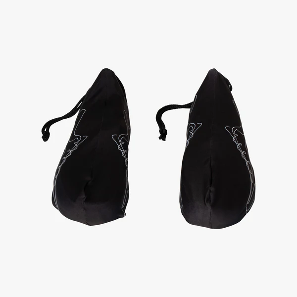 Pair of Scicon dual shoe pouches with breathable mesh and zipper closures, designed for compact shoe storage and travel comfort.